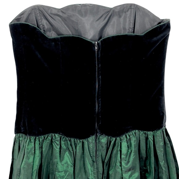 VTG 80s Laura Ashley Womens Size 10 Velvet Metallic Taffeta Strapless Dress Gown - Picture 5 of 10